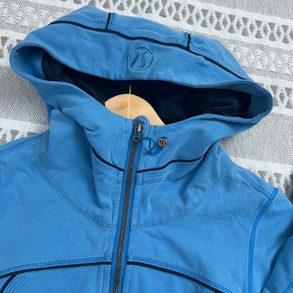 Lululemon Scuba Hoodie Full Zip Jacket Women's 6 Blue Thumbhole Contrast Stitch - Picture 6 of 13